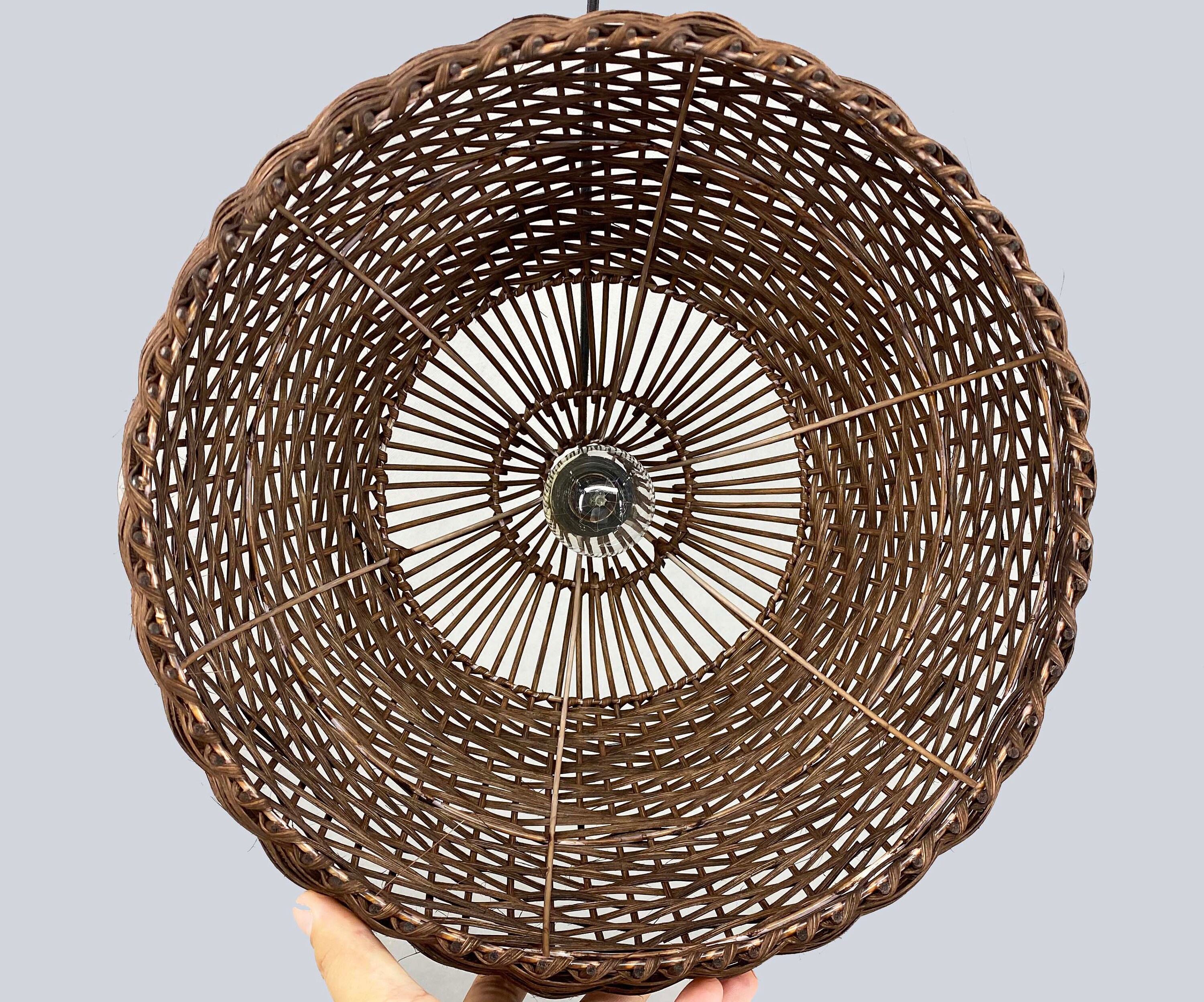 Handwoven Rattan Pendant Light, Brown Gourd-shaped Bohemian Ceiling ...