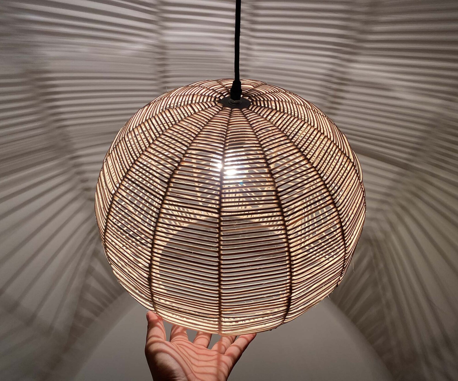 New Handmade Rattan Lighting Ball Shaped Design Pendant Etsy