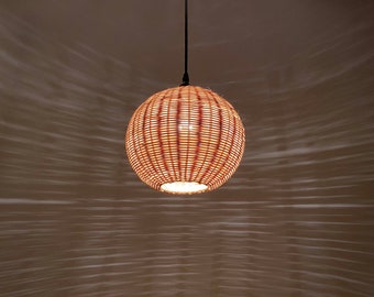 Globular Rattan Pendant Light - Decorative Lighting Fixtures - Lamp Shade's diameter 9.8''  - Voltage 110-240V/50-60Hz - Using Worldwide