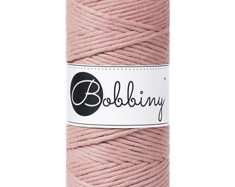 Bobbiny Blush Macrame Cord 3mm, 108 yards (100 meters) - Single twist macrame cord, certified recycled macrame cord