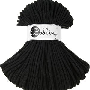 Bobbiny Black Corda di Cottone 5mm, 100 meters - Corda di cottone intrecciata, certificato corda di cottone dal riciclo