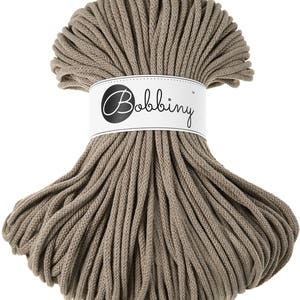 Bobbiny Coffee Corda di Cottone 5mm, 100 meters - Corda di cottone intrecciata, certificato corda di cottone dal riciclo