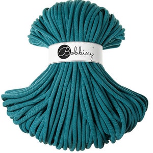 Bobbiny Teal  Corda di Cottone 9mm, 100 meters - Corda di cottone intrecciata, certificato corda di cottone dal riciclo