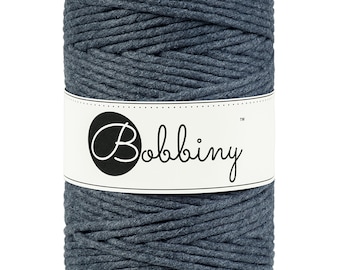 Bobbiny Charcoal Macrame Cord: 5mm Single Twist Recycled Cotton