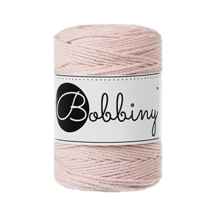 Bobbiny Pastel Pink corda di macrame 100m 1,5mm 3ply - attorcigliata corda di macrame
