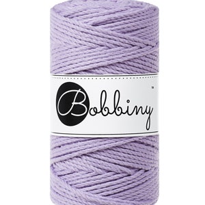 Bobbiny Lavender 3ply Macrame Rope 3mm, 108 yards (100 meters) - 3-strand macrame rope, certified recycled macrame rope