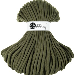 Avocado Bobbiny Jumbo Cotton Cord 9mm, 108 yards (100 meters) - Braided cotton cord, certified recycled cotton cord