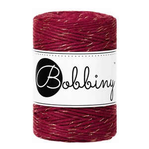 Bobbiny Golden Wine Red Baby Corda di Macrame 1.5mm 100m - sigle attorcigliata corda di macrame