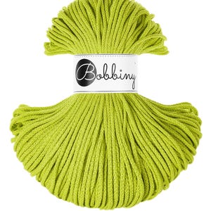 Cordon en coton dopamine lime canette 3 mm, 108 yards (100 mètres) - Cordon en coton tressé, cordon en coton recyclé certifié