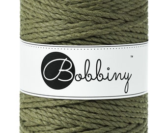 Bobbiny Avocado 3ply Macrame Rope 5mm, 108 yards (100 meters) - 3-strand macrame rope, certified recycled macrame rope