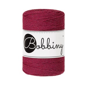 Bobbiny  Wine Red corda di macrame 100m 1,5mm 3ply - attorcigliata corda di macrame