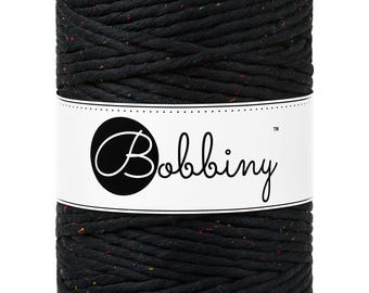 Bobbiny Midnight Dust Premium Macrame cord 5mm, 108 yards (100 meters) - Single twist macrame cord, certified recycled macrame cord