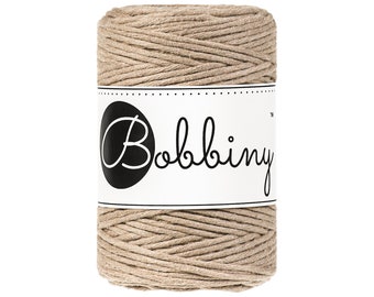 Bobbiny Sand Baby Macrame Cord: 1.5mm Single Twist Recycled Cotton