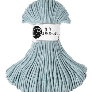 Bobbiny Misty Cotton Cord 3 mm, 108 yards (100 mètres) - Cordon en coton tressé, cordon en coton recyclé certifié