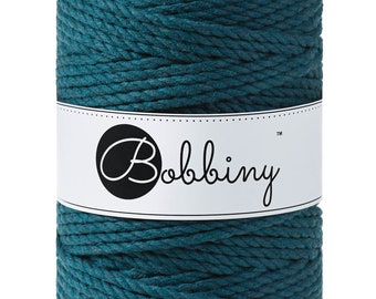Peacock Blue 5mm macrame cord, 108 yards (100 meters) - 3-strand (3-ply) supersoft cotton rope, twisted macrame string