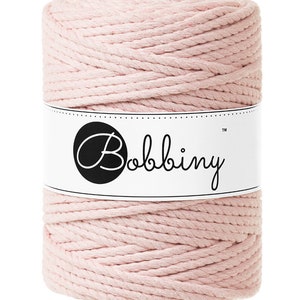 Bobbiny Pastel Pink Macrame Rope: 5mm Recycled Cotton 108 yards