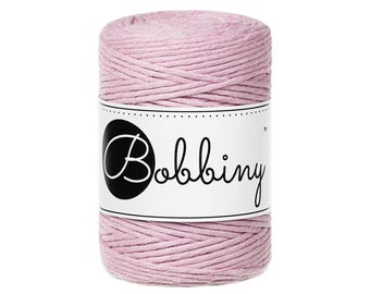 Bobbiny Dusty Rose Macrame Cord: 1.5mm Single Twist Recycled Cotton