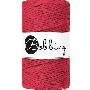 Bobbiny Classic Red corda di macrame 100m 3mm 3ply - attorcigliata corda di macrame