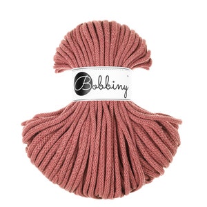 Bobbiny Peony Cotton Cord 5 mm, 54 yards 50 meter Gevlochten katoenen koord, gecertificeerd gerecycled katoenen koord afbeelding 1