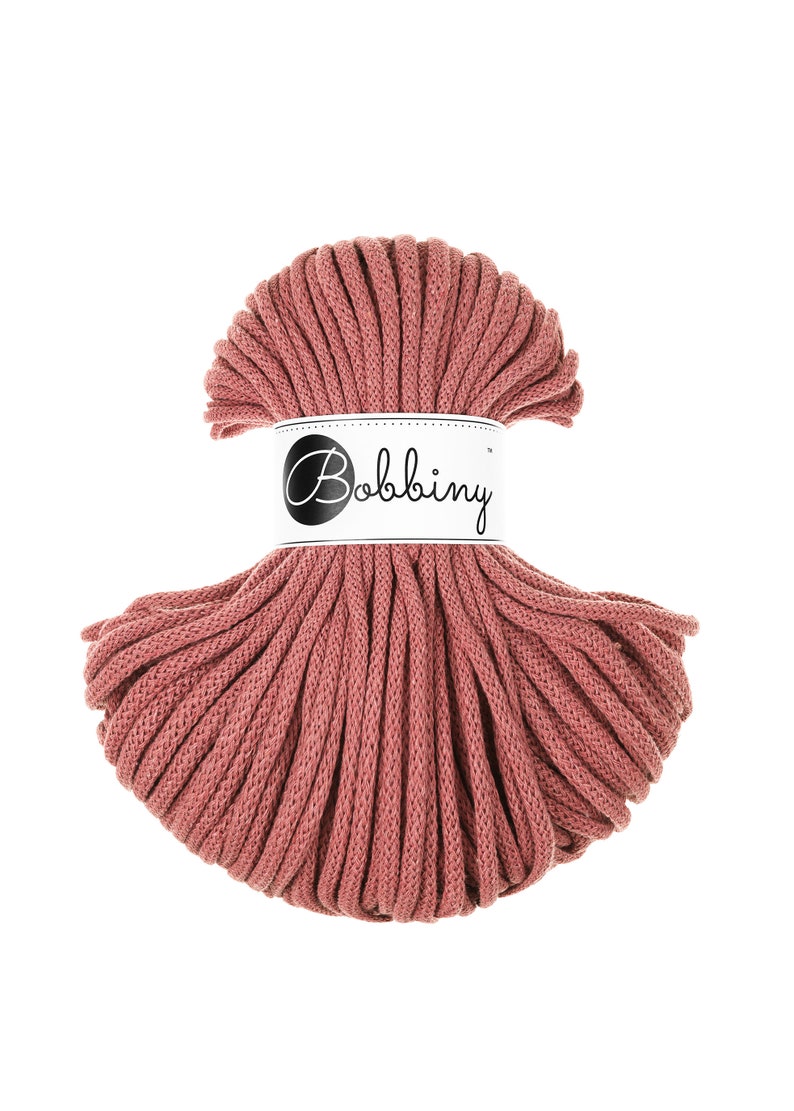 Bobbiny Peony Cotton Cord 5 mm, 54 yards 50 meter Gevlochten katoenen koord, gecertificeerd gerecycled katoenen koord afbeelding 1