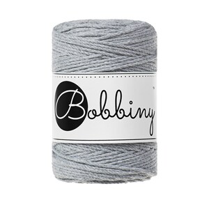 Bobbiny Silver corda di macrame 100m 1,5mm 3ply - attorcigliata corda di macrame