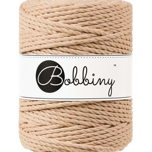 Bobbiny Biscuit corda di macrame 100m 3mm 3ply - attorcigliata corda di macrame