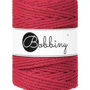 Bobbiny Classic Red corda di macrame 100m 3mm 3ply - attorcigliata corda di macrame