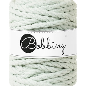 Bobbiny Milky Green 9mm Macrame Rope: 32-Yard Recycled Cotton