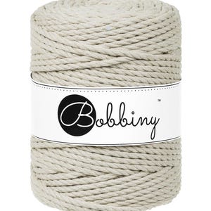 Bobbiny Pale Olive corda di macrame 100m 3mm 3ply - attorcigliata corda di macrame