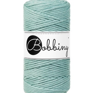 Corde de macramé Bobbiny Duck Egg Blue 3mm, 100 mètres – la corde certifiée en coton recyclé à simple torsion
