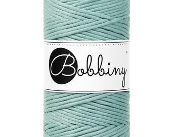 Bobbiny Duck Egg Blue Macrame Cord 3mm, 108 yards (100 meters) - Single twist macrame cord, certified recycled macrame cord