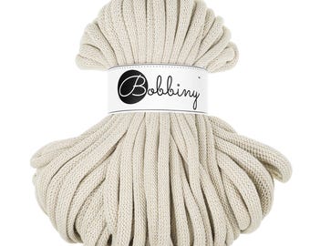Bobbiny Cashmere Beige Braided Cotton Cord 9mm: 32.8 yds