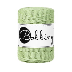 Bobbiny 3ply Matcha Baby Macrame cord 1.5mm, 108 yards 100 meters 3-strand macrame rope, certified recycled macrame rope image 1