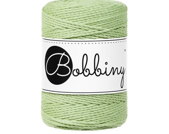 Bobbiny 3ply Matcha Baby Macrame cord 1,5 mm, 108 yardas (100 metros) - cuerda de macramé de 3 hebras, cuerda de macramé reciclada certificada