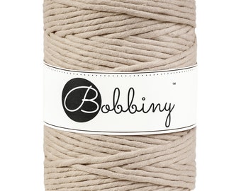Bobbiny Beige Macrame Cord: 5mm Single Twist Recycled Cotton