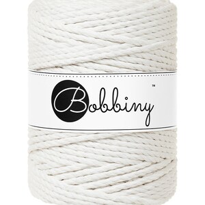 Bobbiny Off White corda di macrame 100m 3mm 3ply - attorcigliata corda di macrame