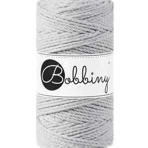 Bobbiny Light Grey  corda di macrame 100m 3mm 3ply - attorcigliata corda di macrame