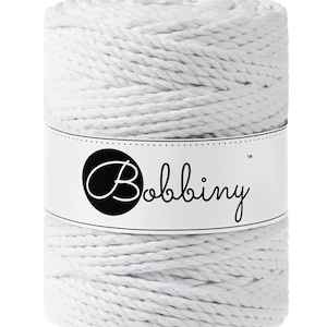 Bobbiny White corda di macrame 100m 3mm 3ply - attorcigliata corda di macrame