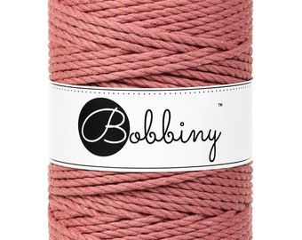 Bobbiny Peony 3ply Macrame Rope 5mm, 108 yards (100 meters) - 3-strand macrame rope, certified recycled macrame rope