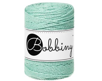 Jelly Mint Macrame Cord: 1.5mm 3ply Recycled Cotton Rope (108 yards)
