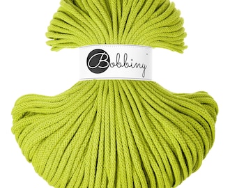 Dopamine Lime Cotton Cord 5mm: Braided Recycled Fiber, 108 Yards