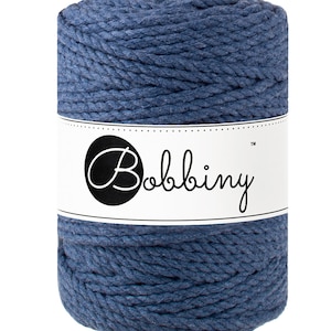 Bobbiny Jeans corda di macrame 100m 3mm 3ply - attorcigliata corda di macrame