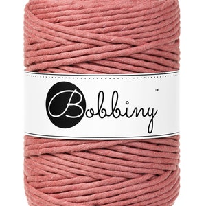 Bobbiny Peony Premium Macrame cord 5mm, 108 yards (100 meters) - Single twist macrame cord, certified recycled macrame cord