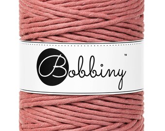 Bobbiny Peony Premium Macrame cord 5mm, 108 yards (100 meters) - Single twist macrame cord, certified recycled macrame cord