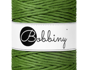 Bobbiny Moss Green Premium Macrame cord 5mm, 108 yards (100 meters) - Single twist macrame cord, certified recycled macrame cord