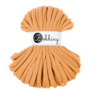Bobbiny Orange Cotton Cord 9mm, 32,8 yards (30 meters) - Braided cotton cord, certified recycled cotton cord