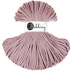 Bobbiny Mauve Corda di Cottone 5mm, 100 meters - Corda di cottone intrecciata, certificato corda di cottone dal riciclo