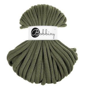 Bobbiny Avocado Cotton Cord 9mm, 32,8 yards (30 meters) - Braided cotton cord, certified recycled cotton cord