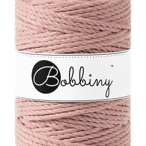 Bobbiny Blush corda di macrame 100m 3mm 3ply - attorcigliata corda di macrame