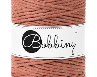 Bobbiny Terracotta Premium Macrame cord 5mm, 108 yards (100 meters) - Single twist macrame cord, certified recycled macrame cord